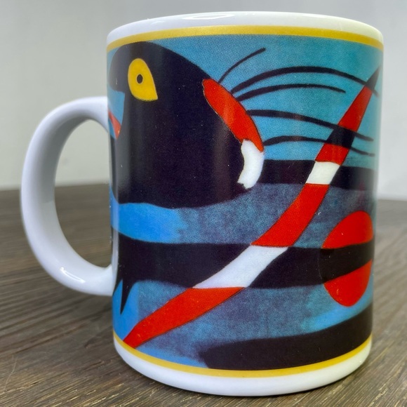 Cafe Arts Niro Art Coffee Mug Abstract Skull Bug Rat Blue - Picture 3 of 7